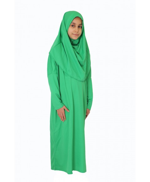 Açık Yeşil 2 Namaz Elbisesi ÇOCUK FERMUARSIZ