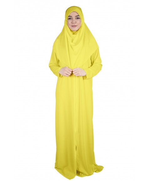 Sarı Namaz Elbisesi ÇOCUK FERMUARLI