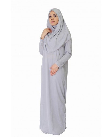 Açık Gri Fermuarsız Model Namaz Elbisesi
