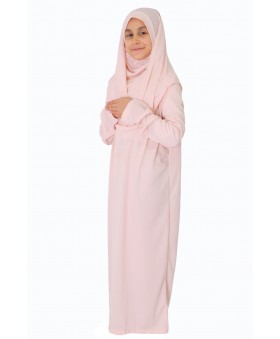 Toz Pembe Namaz Elbisesi FERMUARSIZ