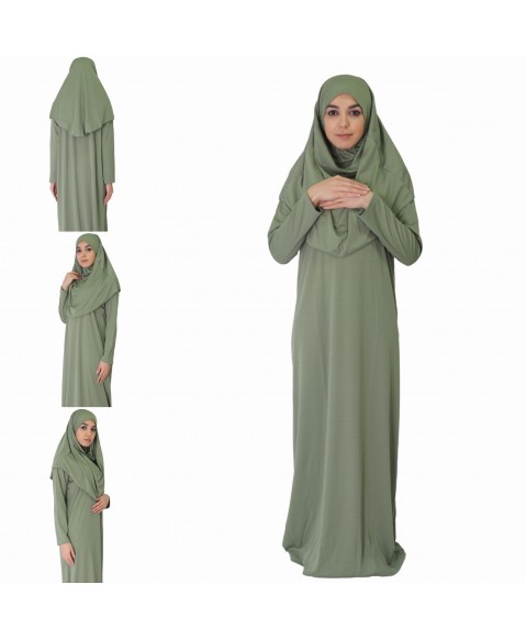 Açık Haki Fermuarsız Model Namaz Elbisesi