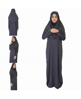 Antrasit Gri Fermuarsız Model Namaz Elbisesi