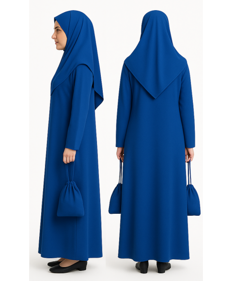 Mavi Fermuarsız Model Namaz Elbisesi