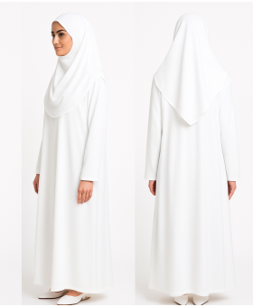 Beyaz Fermuarsız Model Namaz Elbisesi