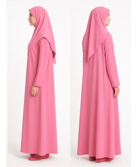Şeker Pembe Fermuarlı Model Namaz Elbisesi