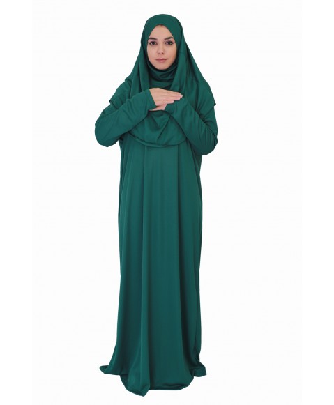 Kabe Yeşili Namaz Elbisesi FERMUARSIZ