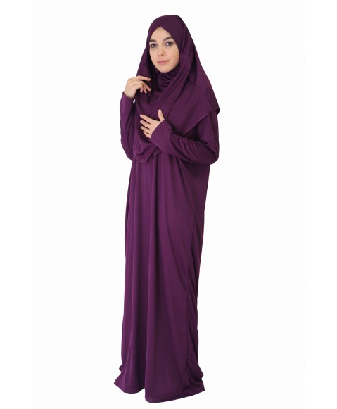 Koyu Mürdüm Namaz Elbisesi FERMUARSIZ