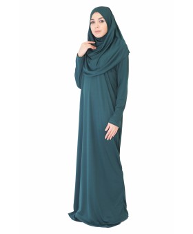 Zümrüt Yeşil Fermuarsız Model Namaz Elbisesi