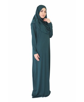 Zümrüt Yeşil Fermuarsız Model Namaz Elbisesi