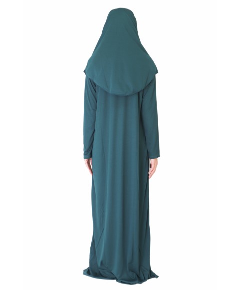Zümrüt Yeşil Fermuarsız Model Namaz Elbisesi