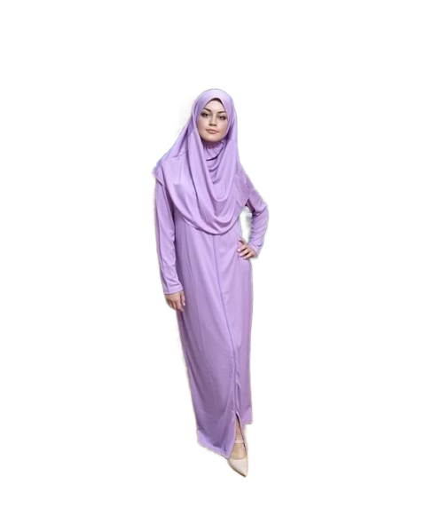 Lila Fermuarlı Model Namaz Elbisesi