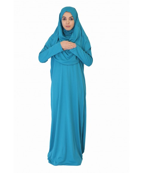 Turkuaz Namaz Elbisesi FERMUARSIZ