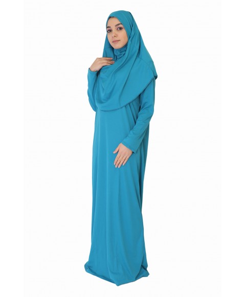 Turkuaz Namaz Elbisesi FERMUARSIZ