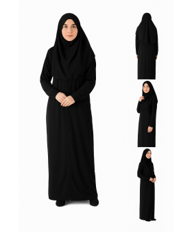 Siyah Fermuarlı Model Namaz Elbisesi