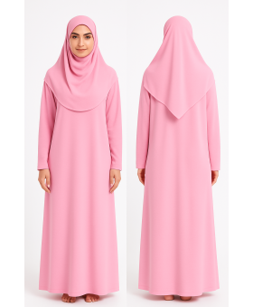 Şeker Pembe Fermuarsız Model Namaz Elbisesi