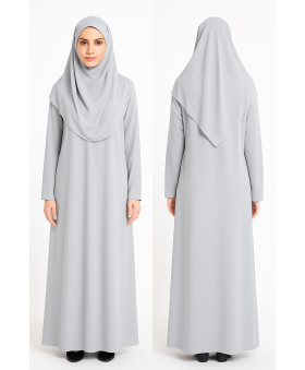 Açık Gri Fermuarsız Model Namaz Elbisesi