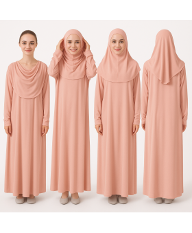 Pudra Fermuarsız Model Namaz Elbisesi
