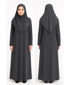 Antrasit Gri Fermuarsız Model Namaz Elbisesi