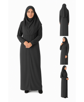 Antrasit Gri Fermuarlı Model Namaz Elbisesi