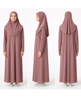 Gül Kurusu Fermuarsız Model Namaz Elbisesi