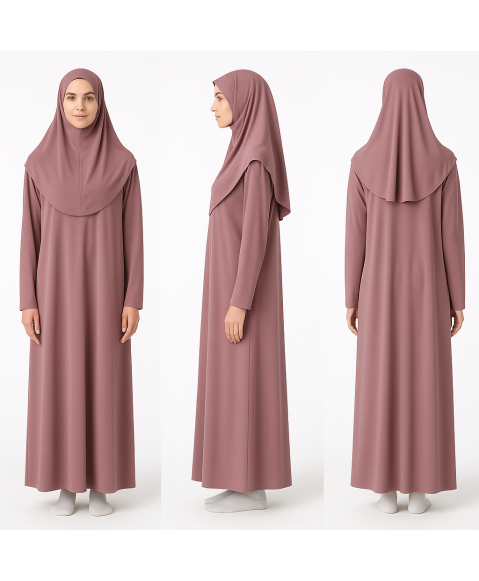 Gül Kurusu Fermuarsız Model Namaz Elbisesi