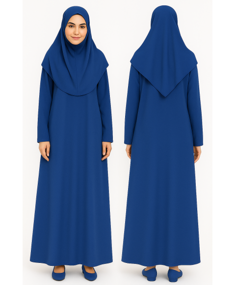 Mavi Fermuarsız Model Namaz Elbisesi