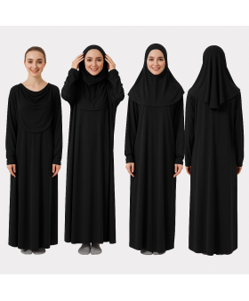 Siyah Fermuarsız Model Namaz Elbisesi