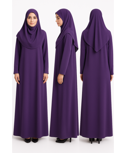 Koyu Menekşe Moru Fermuarsız Model Namaz Elbisesi