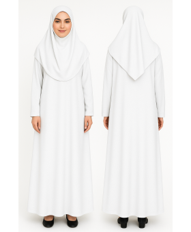 Beyaz Fermuarsız Model Namaz Elbisesi