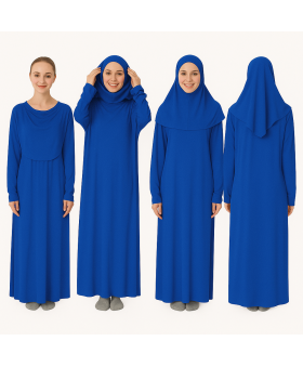 Mavi Fermuarsız Model Namaz Elbisesi