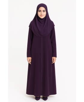 Koyu Mor Fermuarlı Model Namaz Elbisesi