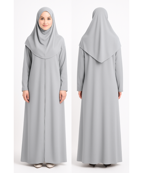 Açık Gri Fermuarlı Model Namaz Elbisesi
