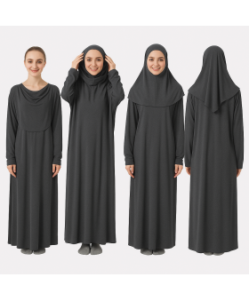 Antrasit Gri Fermuarsız Model Namaz Elbisesi