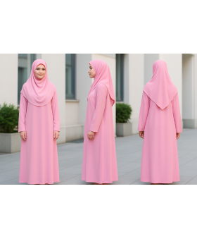 Şeker Pembe Fermuarsız Model Namaz Elbisesi