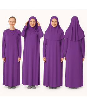 Açık Menekşe Moru Fermuarsız Model Namaz Elbisesi