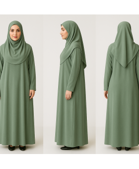 Açık Haki Fermuarsız Model Namaz Elbisesi