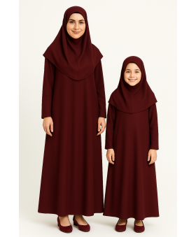 Bordo Fermuarsız Model Namaz Elbisesi