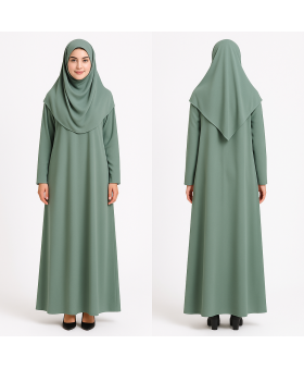 Açık Haki Fermuarsız Model Namaz Elbisesi