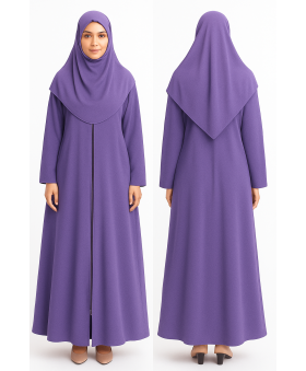 Lila Fermuarlı Model Namaz Elbisesi