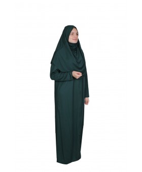 MEDİNE İPEĞİ Zümrüt Yeşili FERMUARSIZ Namaz Elbisesi 